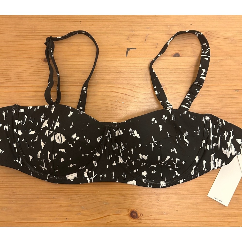 *NWT* DKNY SWIM Graphic Print Underwire Balconette Bikini Top L Modern Resort - Picture 2 of 9